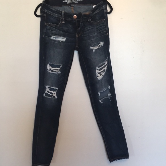American Eagle Outfitters Denim - American Eagle Super Low Jegging, distressed sz 8
